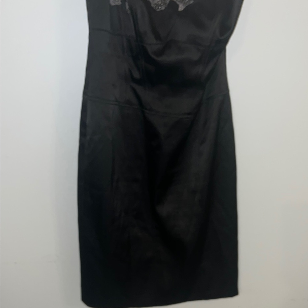 KAREN MILLEN - Elegant Black One-Shoulder satin dress women size 10 - Picture 6 of 7